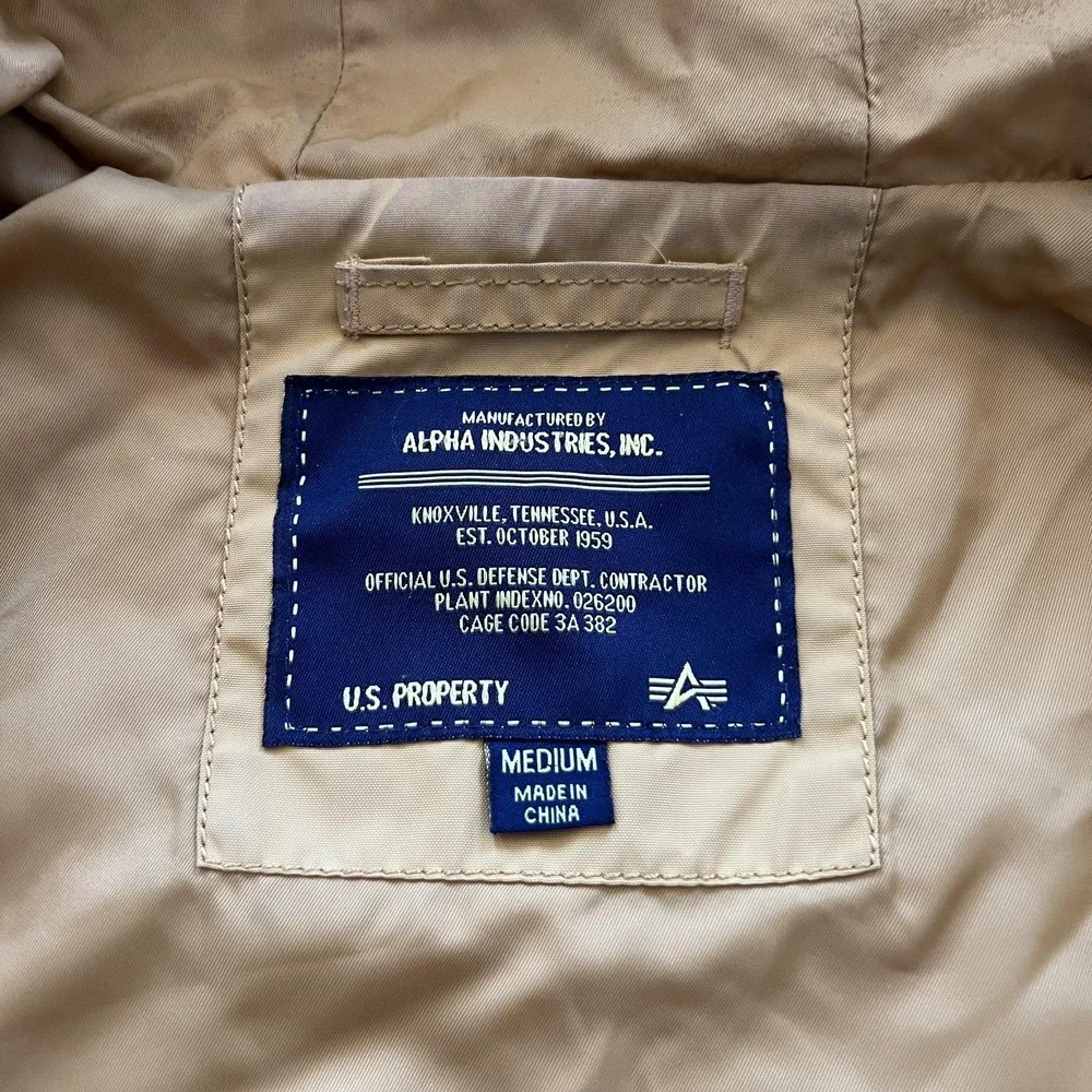 Alpha Industries Full‎ Zip Bomber Jacket Mens M Mustard Yellow Hooded Flight